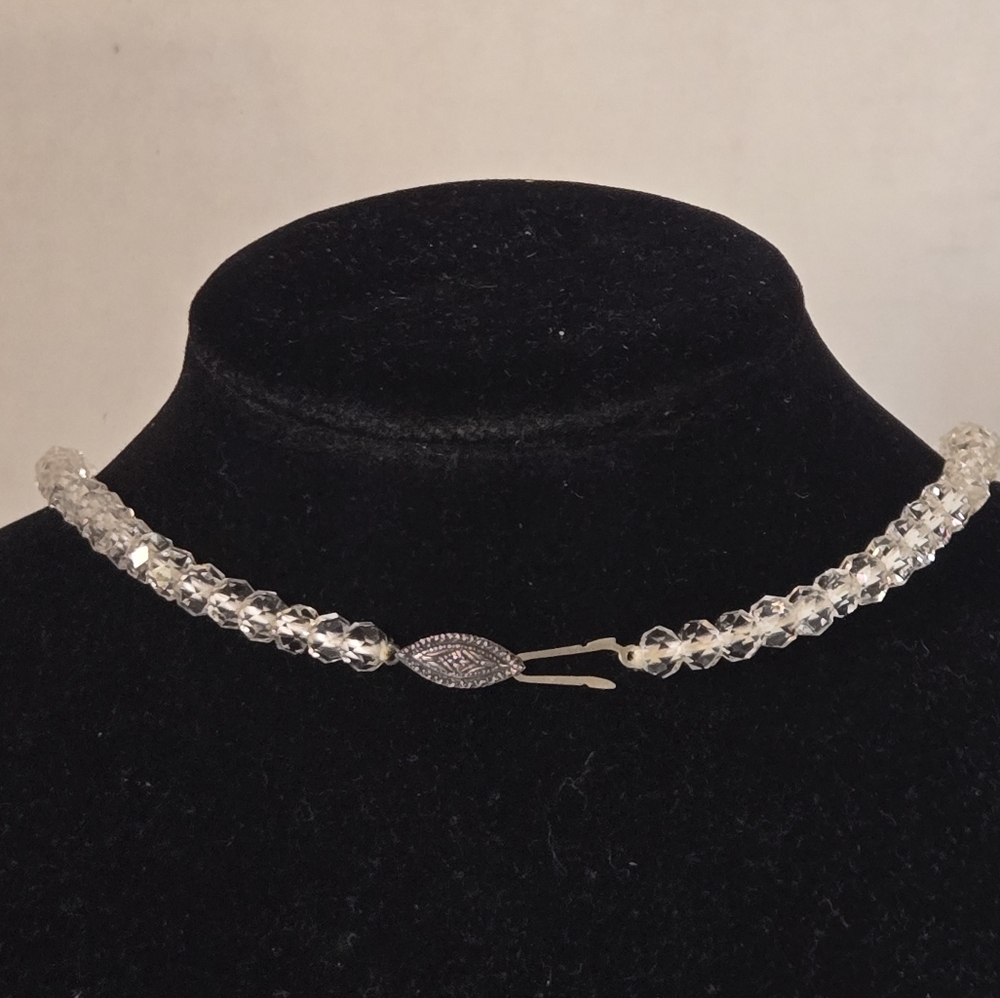 Vintage Art Deco Crystal Beaded Necklace 15.5" - Picture 3 of 6